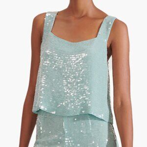 Veronica Beard Adi Seaglass Blue Sequin Crop Top